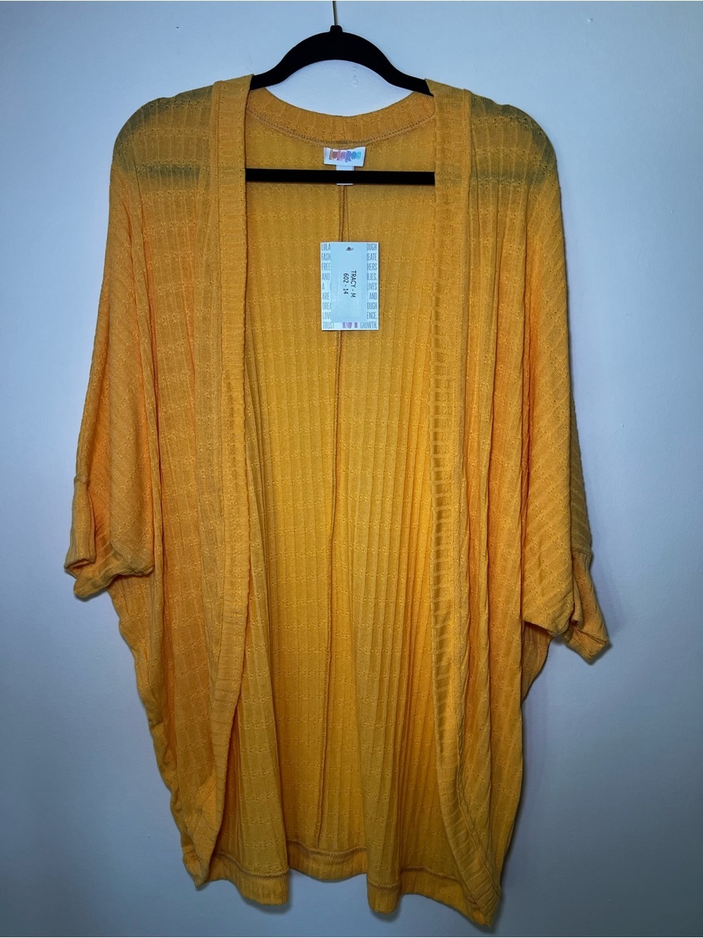 LuLaRoe Tracy Yellow Ribbed Open Cardigan